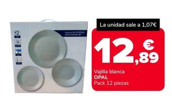 Oferta de  Opal - Vajilla Blanca por 12,89€ en Supeco