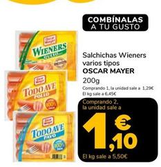 Oferta de Oscar Mayer - Salchichas Wieners por 1,29€ en Supeco