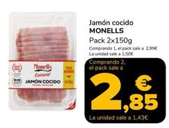 Oferta de Monells - Jamon Cocido por 2,99€ en Supeco