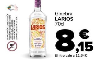Oferta de Larios Ginebra por 8,15€ en Supeco