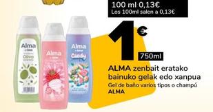 Oferta de Alma - Gel De Baño Varios Tipos O Champú por 1€ en Supeco