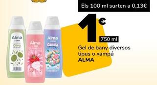 Oferta de Alma - Gel De Bany Diversos Tipus O Xampú por 1€ en Supeco