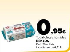 Oferta de Bekyds - Tovalloletes Humides  por 0,95€ en Supeco