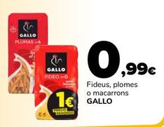 Oferta de Gallo - Fideus, Plomes O Macarrons por 0,99€ en Supeco