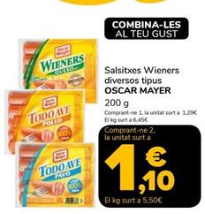 Oferta de Oscar Mayer - Salsitxes Wieners Diversos Tipus por 1,29€ en Supeco