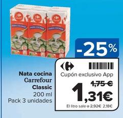 Oferta de Carrefour - Nata Cocina por 1,31€ en Carrefour Express
