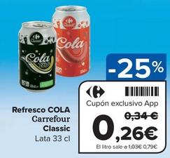 Oferta de Carrefour - Refresco Cola  por 0,26€ en Carrefour Express