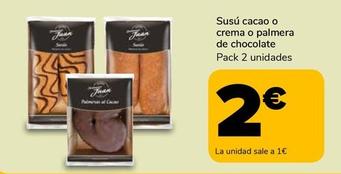 Oferta de Susu Cacao O Crema O Palmera De Chocolate por 1€ en Supeco