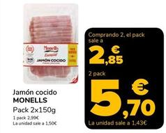 Oferta de Monells - Jamon Cocido por 2,99€ en Supeco
