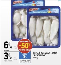 Oferta de Pescanova - Sepia O Calamar Limpio por 6,99€ en E.Leclerc