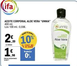 Oferta de Ifa Unnia - Aceite Corporal Aloe Vera por 2,2€ en E.Leclerc