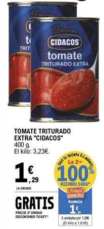 Oferta de Cidacos - Tomate Triturado Extra por 1,29€ en E.Leclerc