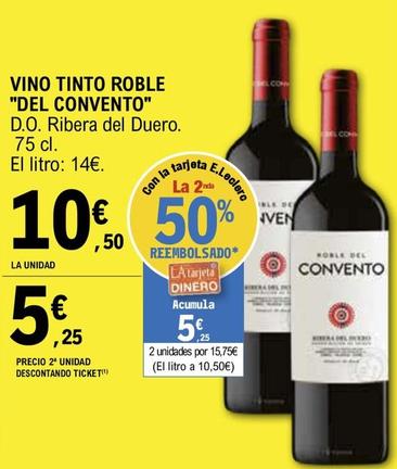Oferta de Del Convento - Vino Tinto Roble por 10,5€ en E.Leclerc