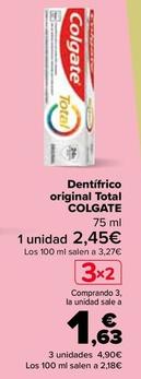 Oferta de Colgate - Dentífrico  original Total   por 2,45€ en Carrefour