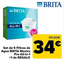 Oferta de BRITA - Set de 5 Filtros de Agua Maxtra Pro All-In-1  +1 de REGALO por 34€ en Carrefour