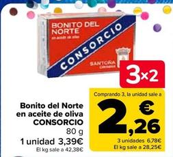 Oferta de CONSORCIO - Bonito del Norte en aceite de oliva  por 3,39€ en Carrefour