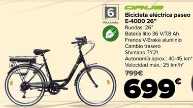 Oferta de Orus - Bicicleta Electrica Paseo E-4000 26" por 699€ en Carrefour