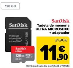Oferta de SanDisk - Tarjeta De Memoria Ultra Microsdxc + Adaptador por 11,9€ en Carrefour