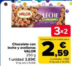 Oferta de Valor - Chocolate con leche y avellanas  por 3,89€ en Carrefour