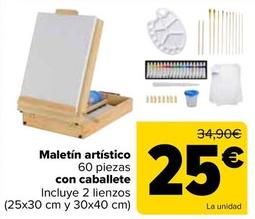 Oferta de Maletín artístico  60 piezas  con caballete por 25€ en Carrefour