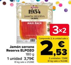 Oferta de El Pozo - Jamón serrano Reserva  por 3,79€ en Carrefour