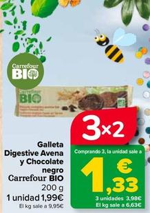 Oferta de Carrefour BIO - Galleta Digestive Avena y Chocolate negro   por 1,99€ en Carrefour