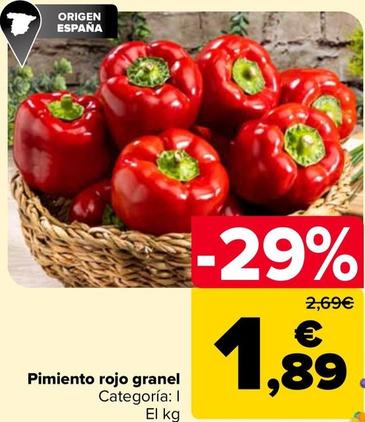 Oferta de Pimiento rojo granel por 1,89€ en Carrefour