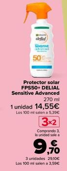 Oferta de Delial - Protector solar FPS50+  Sensitive Advanced por 13,4€ en Carrefour