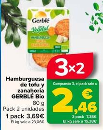 Oferta de GERBLÉ  - Hamburguesa de tofu y zanahoria Bio por 3,65€ en Carrefour