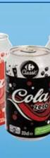 Oferta de Carrefour - Refresco de cola regular zero o zero sin cafeína  Classic por 0,24€ en Carrefour