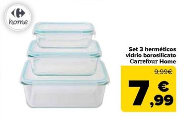 Oferta de Carrefour - Set 3 herméticos  vidrio borosilicato  Home por 7,99€ en Carrefour