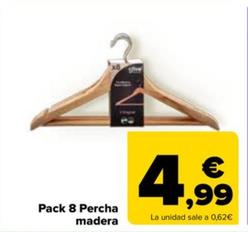Oferta de Pack 8 Percha Madera por 4,99€ en Carrefour