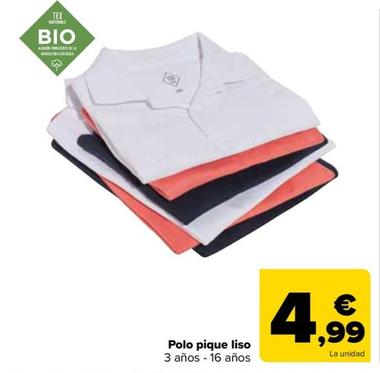 Oferta de Polo Pique Liso por 4,99€ en Carrefour