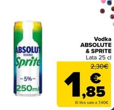 Oferta de Absolute & Sprite - Vodka por 1,85€ en Carrefour