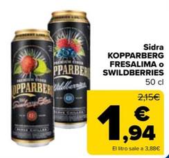 Oferta de Sidra Kopparaberg Fresalima o Swildberries por 1,94€ en Carrefour