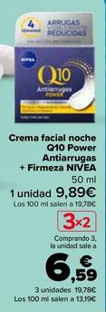 Oferta de Nivea - Crema facial noche  Q10 Power Antiarrugas  + Firmeza  por 9,89€ en Carrefour