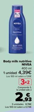 Oferta de Nivea - Body milk nutritivo  por 4,39€ en Carrefour