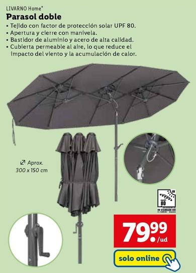 Oferta de Livarno - Parasol Doble por 79,99€ en Lidl