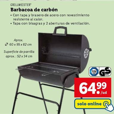 Oferta de Grillmeister - Barbacoa De Carbón por 64,99€ en Lidl