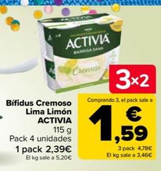 Oferta de Danone - Bífidus Cremoso Lima Limón ACTIVIA por 2,39€ en Carrefour