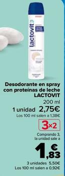 Oferta de Lactovit - Desodorante en spray con proteínas de leche por 2,75€ en Carrefour