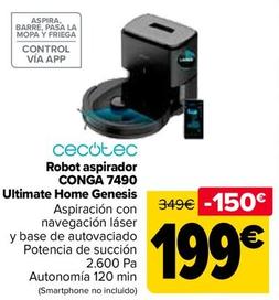 Oferta de Cecotec - Robot aspirador  CONGA 7490  Ultimate Home Genesis por 199€ en Carrefour