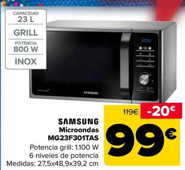 Oferta de Samsung - Microondas  MG23F301TAS por 99€ en Carrefour