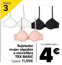 Oferta de TEX BASIC - Sujetador  mujer algodón  o microfibra   por 11,99€ en Carrefour