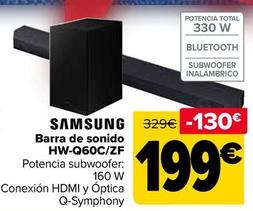 Oferta de Samsung - Barra de sonido  HW-Q60CZF por 199€ en Carrefour