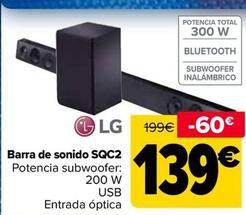 Oferta de LG - Barra de sonido SQC2 por 139€ en Carrefour