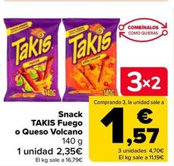 Oferta de Takis - Snack Fuego O Queso Volcano por 2,35€ en Carrefour