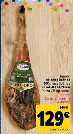 Oferta de Legado Elpozo - Jamon De Cebo Iberico 50% Raza Iberica por 129€ en Carrefour