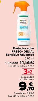 Oferta de Delial - Protector Solar FPS50+ Sensitive Advanced por 14,55€ en Carrefour
