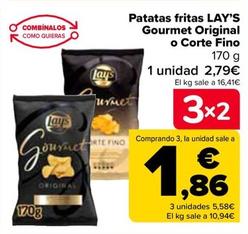 Oferta de Lay's - Patatas Fritas Gourmet Original O Corte Fino por 2,79€ en Carrefour